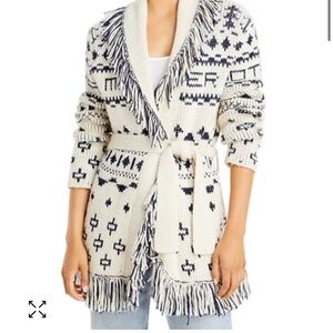 MOTHER The Belted Fringe Cardigan